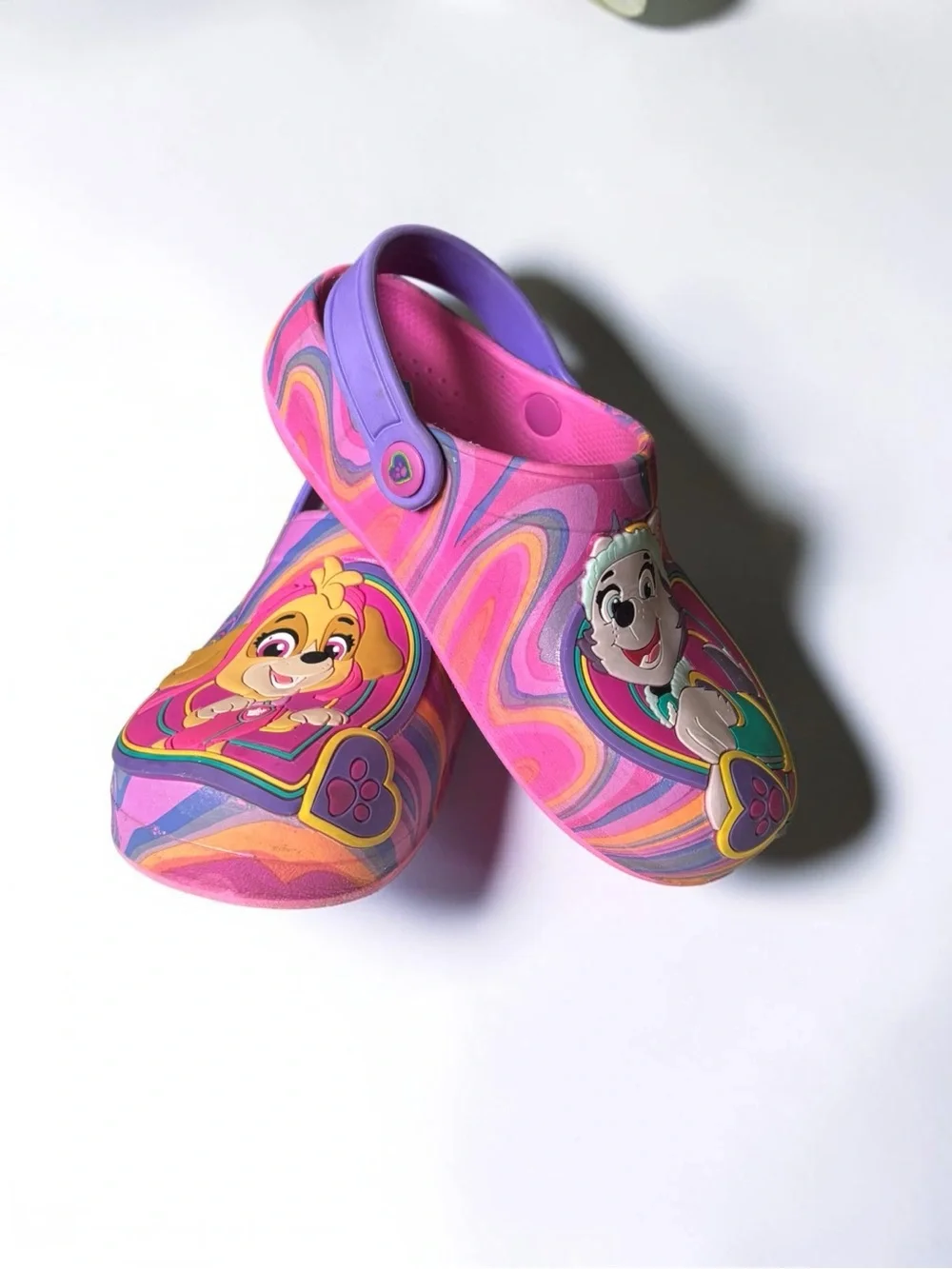Paw Patrol Skye Everest Girls Clogs Size 11/12 Pink Purple Rainbow Tie Dye Shoe